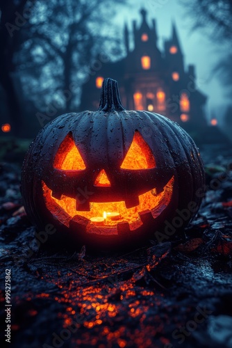 Children in creative costumes pose in front of a house decorated with Halloween decor