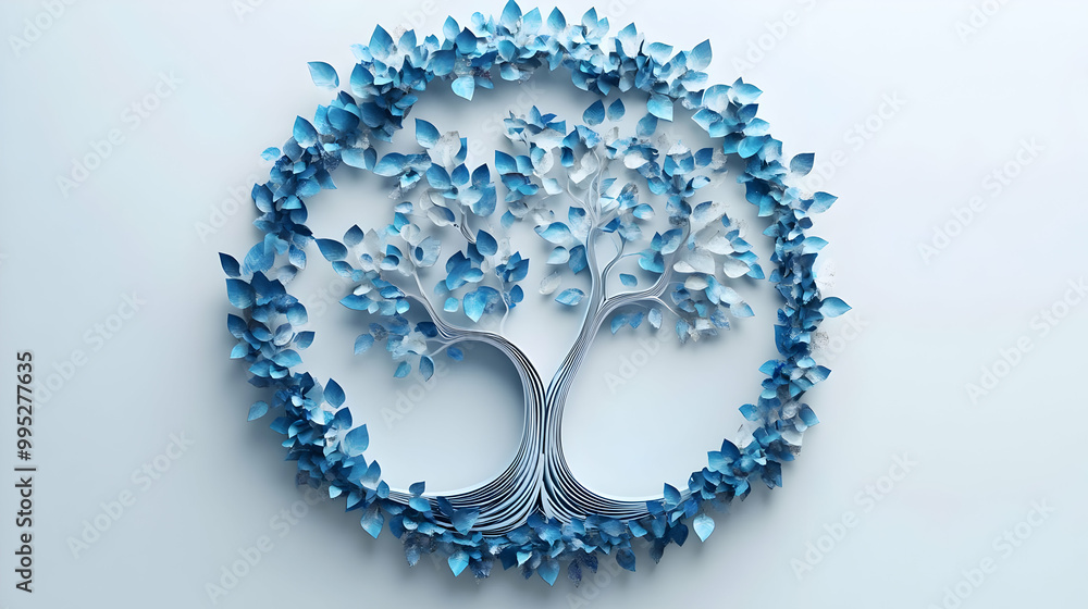 3D Holographic Tree Frame with Shimmering Leaves - Ideal for Nature-Themed Events and Announcements, Open Center for Custom Copy Space, Iconic Design on White Background 3D Holographic Tree Frame with Shimmering Leaves - Ideal for Nature-Themed Events and Announcements, Open Center for Custom Copy Space, Iconic Design on White Background