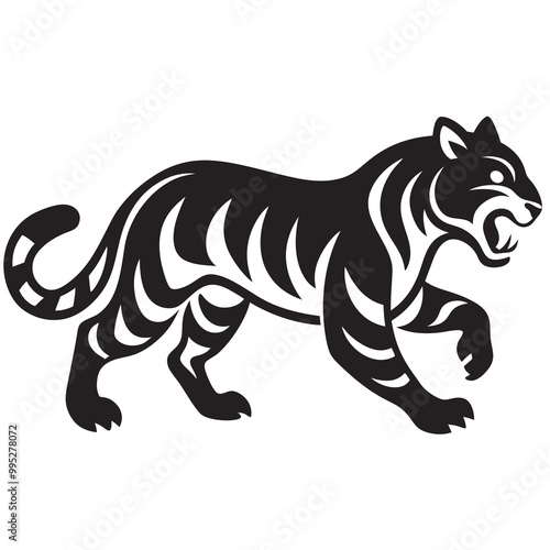 Tiger running silhouette vector illustration