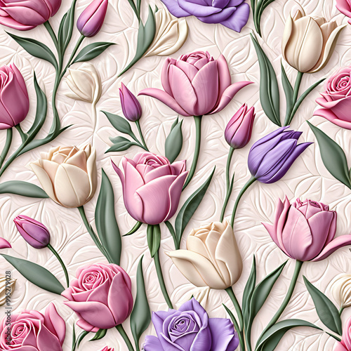 seamless pattern with tulips