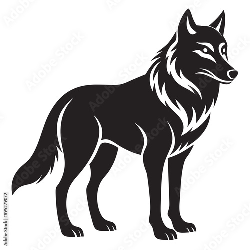 Wolf silhouette vector illustration on a white background