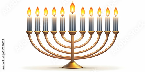 Flat Isolated Hanukkah Candles with Glowing Flames on White Background - Perfect for Religious Traditions and Holiday Celebrations Infographics