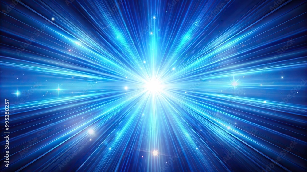 Obraz premium Dynamic lighting effect on a vibrant blue background with moving beams
