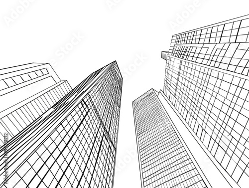 Corporate Ambitions: One Line Skyscraper Vector