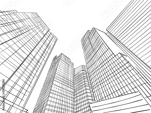 Geometric Architectural Symphony: Skyscraper in a Single Line's Embrace