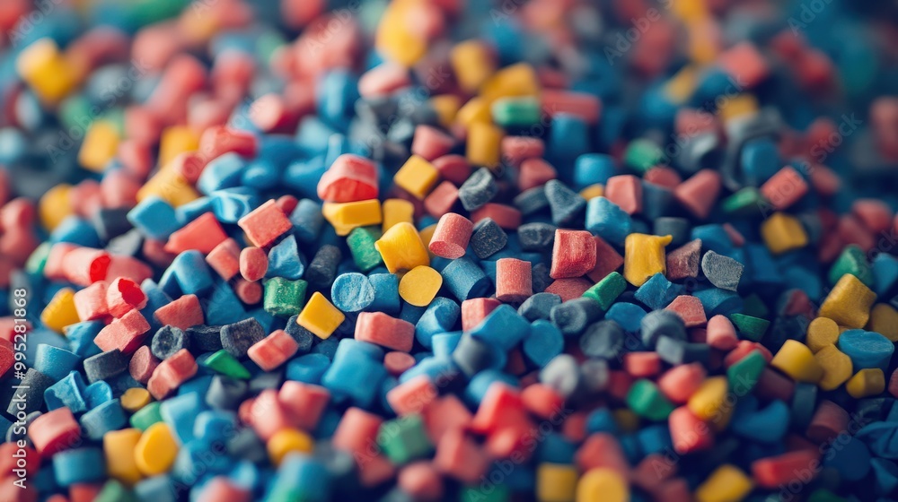 Close-up of recycling plastic into small plastic pellets, plastic recycle concept. Close-up of recycling plastic into small plastic pellets, plastic recycle concept.