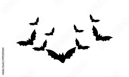 Halloween bat silhouette collection, Halloween bat elements, bat silhouette, black Halloween bat illustration