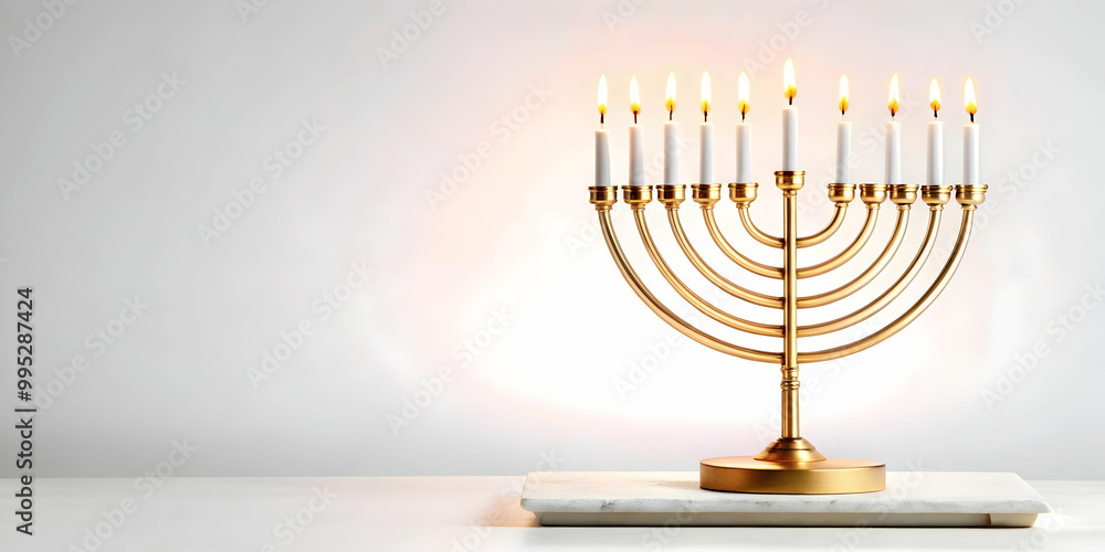Flat Podium Showcase with Floating Hanukkah Candles - Dynamic Spiritual Design with Ample Copy Space for Business Branding Flat Podium Showcase with Floating Hanukkah Candles - Dynamic Spiritual Design with Ample Copy Space for Business Branding