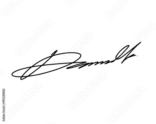 Abstract signature idea starting letter D for document. Vector with transparent background.