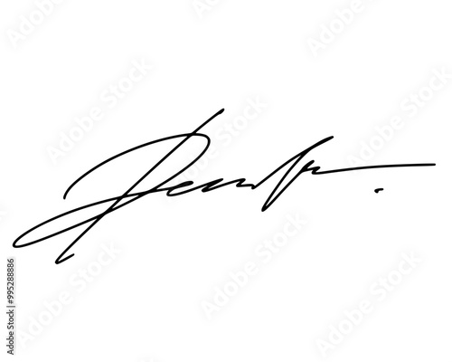 Abstract signature idea starting letter D for document. Vector with transparent background.