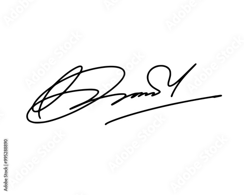 Abstract signature idea starting letter D for document. Vector with transparent background.