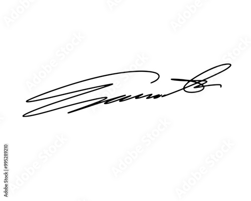 Abstract signature idea starting letter E for document. Vector with transparent background