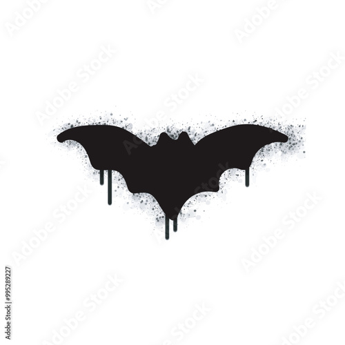 
Spray painted Graffiti bat isolated on white background. Oversprayed graffiti bat in black on white. Vector illustration.
