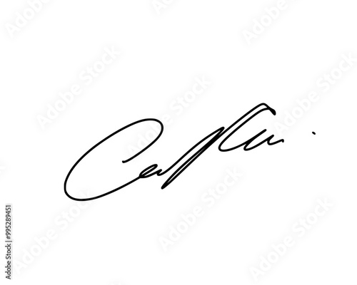 First letter C signature ideas for documents. Vector with transparent background or alpha channel.