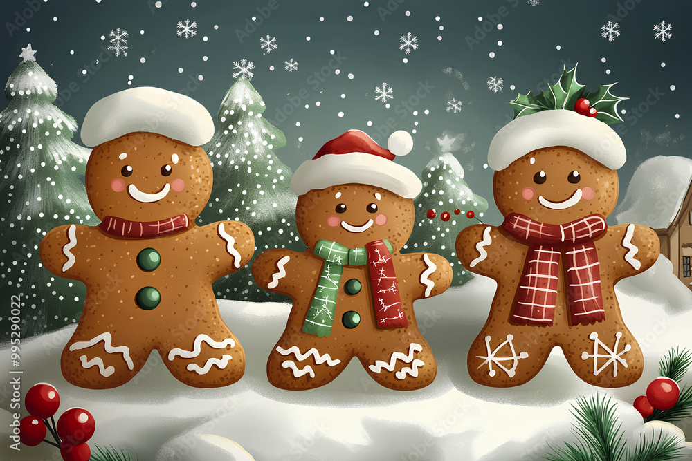 Gingerbread christmas cartoon representation Gingerbread christmas cartoon representation