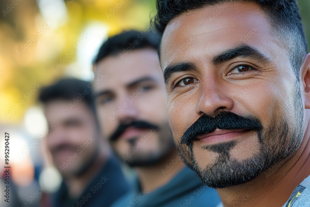 Obraz premium Group of men with mustaches promoting health awareness