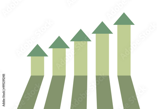 Gráfico de barras verde con flecha de crecimiento económico