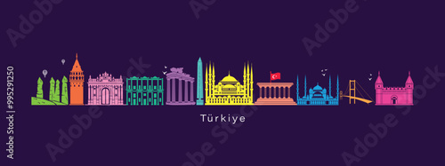 Explore Turkey. modern skyscrapers in Turkey illustration. World tourism day