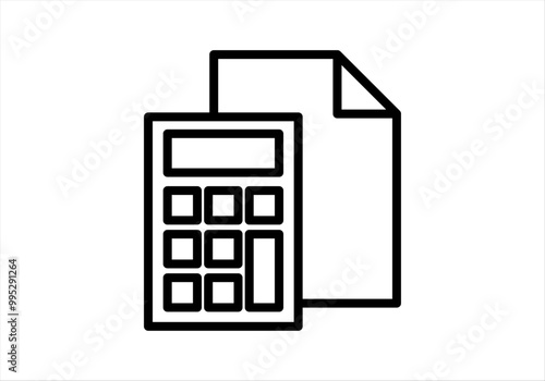 Icono negro de calculadora y documento de contabilidad 