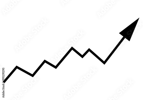 Icono negro de fleca hacia arriba de crecimiento económico