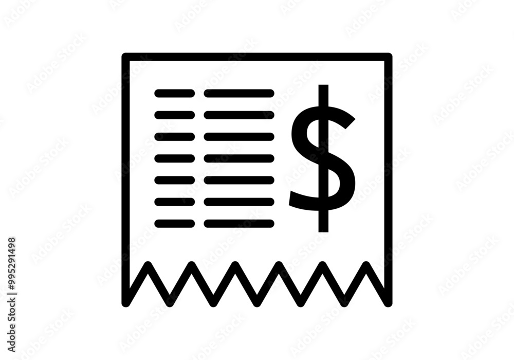 Icono negro de ticket de la compra en dólares Icono negro de ticket de la compra en dólares