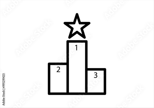Icono negro de podio con estrella en el número uno