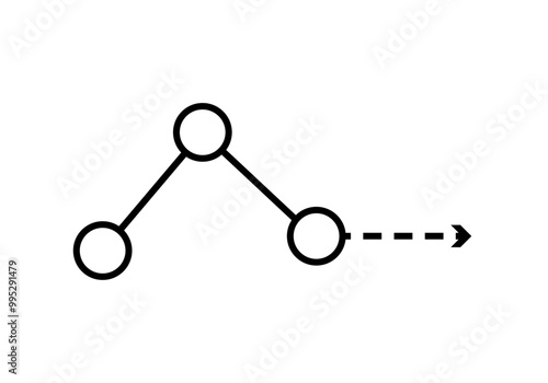 Icono negro de putos de ruta en proceso
