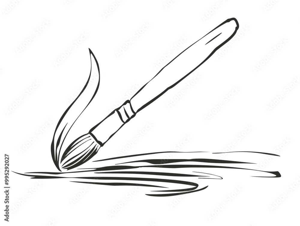 Minimalistic Single-Line Depiction of a Paintbrush: Creative Vision in Simple Stroke Minimalistic Single-Line Depiction of a Paintbrush: Creative Vision in Simple Stroke