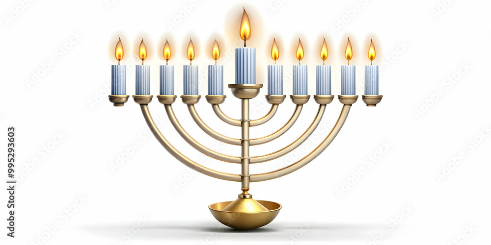 Dynamic Flat Vector Illustration of Floating Menorah Candles and Spinning Dreidel on White Background - Modern Hanukkah Concept Design Dynamic Flat Vector Illustration of Floating Menorah Candles and Spinning Dreidel on White Background - Modern Hanukkah Concept Design