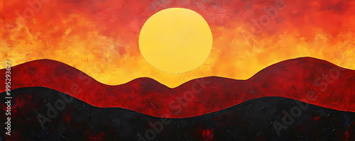 Aboriginal art of Australian flag in a breathtaking landscape
