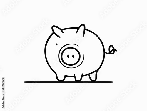 One-Line Piggy Bank: A Symbol of Secure Investment and Financial Stability