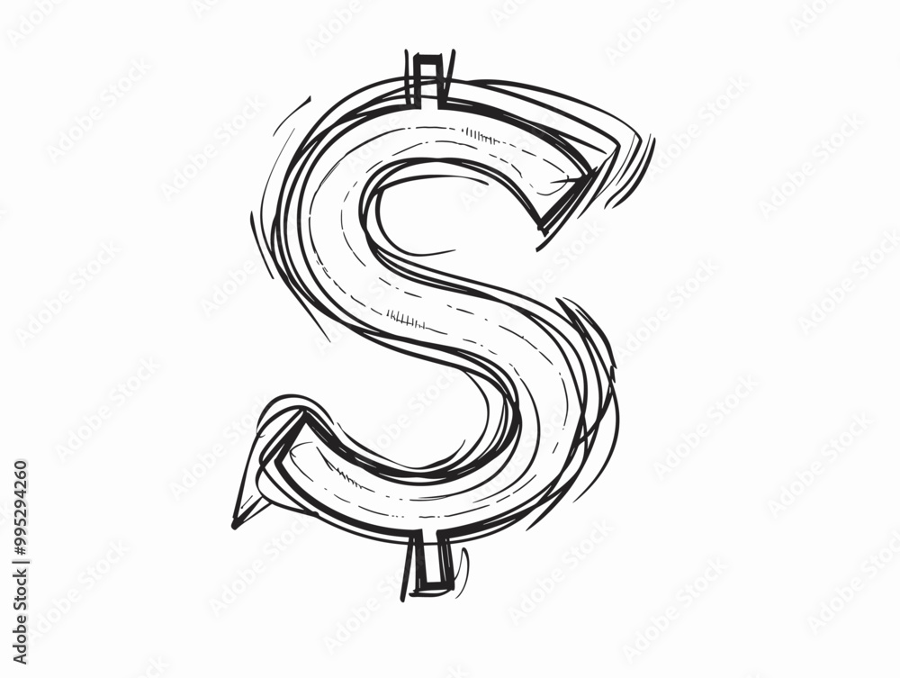 Minimalistic Single-Line Dollar Sign: A Symbol of Financial Triumph and Aspiration Minimalistic Single-Line Dollar Sign: A Symbol of Financial Triumph and Aspiration