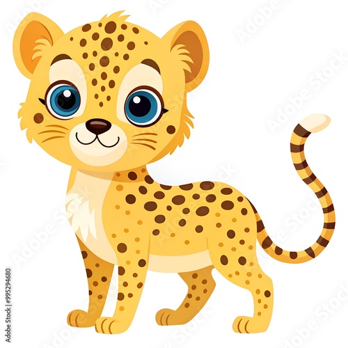 Baby cheetah cartoon illustration isolated on white background photo