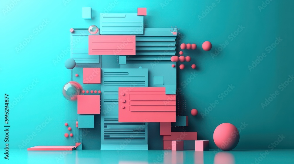 The concept of Agile Release Planning in deep teal and coral pink colors The concept of Agile Release Planning in deep teal and coral pink colors