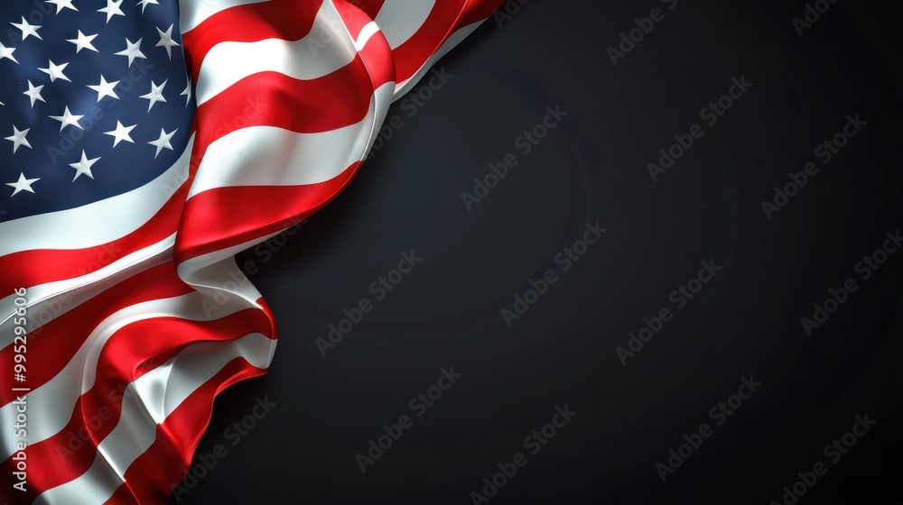 United States flag on dark background, Labor Day celebration United States flag on dark background, Labor Day celebration