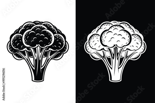 Minimalist Broccoli Icon for Design. Easy to Edit