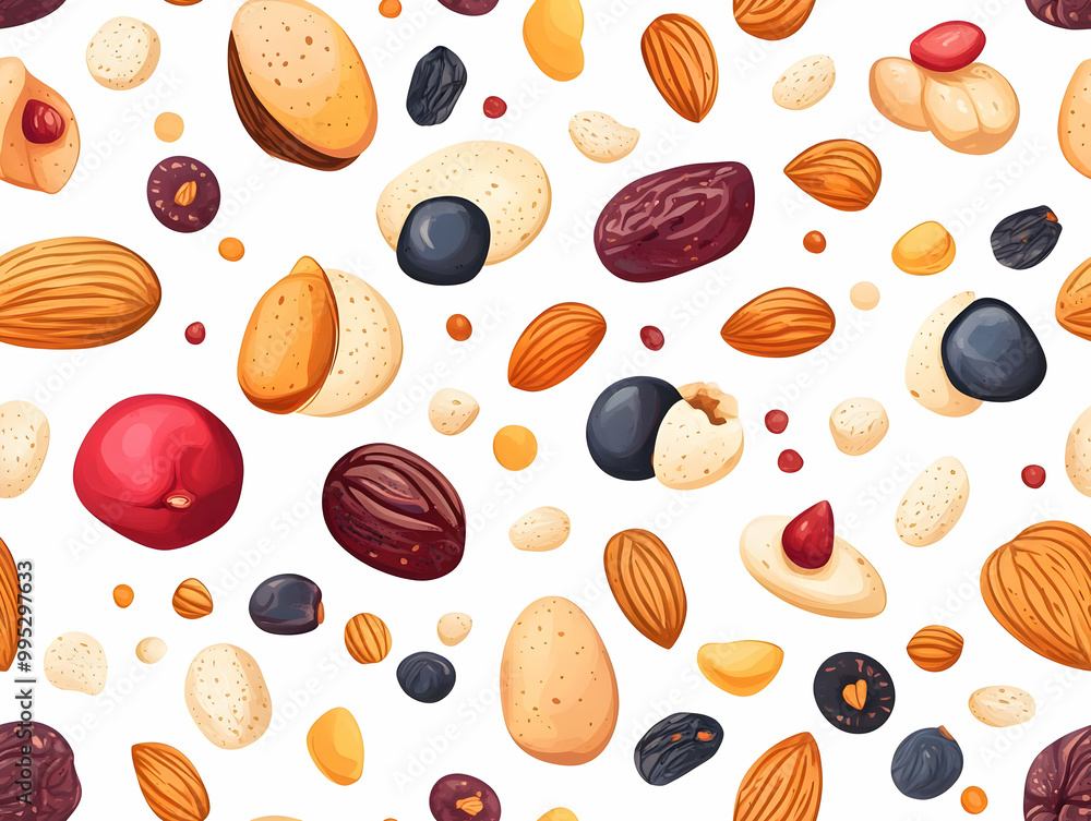 Flat Nuts and Dried Fruits - Simple Flat Vector Illustration on Plain Background with Ample Copy Space for Your Business Needs Flat Nuts and Dried Fruits - Simple Flat Vector Illustration on Plain Background with Ample Copy Space for Your Business Needs