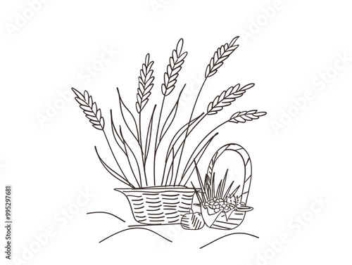 Harvest Festival: A Celebration of Abundance and Gratitude in a Minimalistic One-Line Drawing