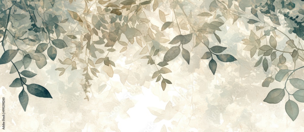 custom made wallpaper toronto digitalNature artwork featuring a textured watercolor background showcasing artistic depictions of leaves and trees Suitable for interior photo wallpapers