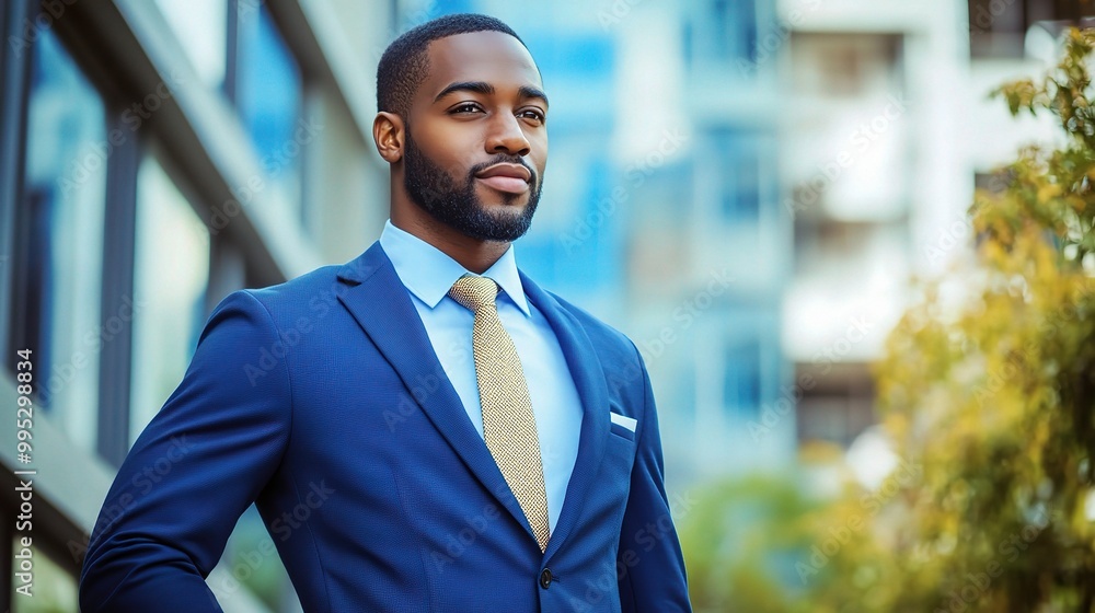 Fototapeta premium Confident Businessman in Modern City Setting