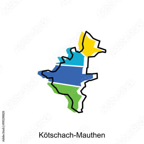 Map City of Kotschach Mauthen, administrative modern design - location on Austria, logotype element for template