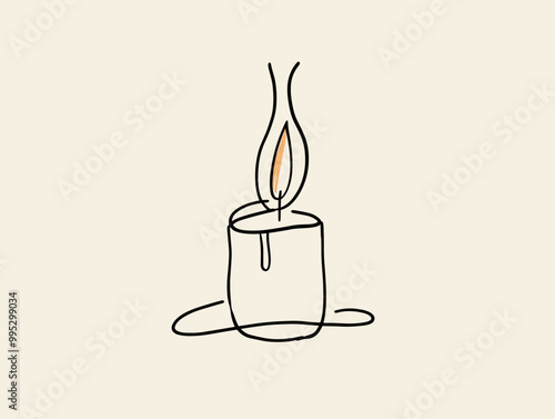Hope's Eternal Glow: A Minimalist Depiction of Remembrance and Inspiration through the Symbolism of a Lit Candle