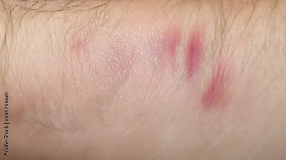 Close-up view of abrasions on forearm caused by outdoor activities during autumn weather Close-up view of abrasions on forearm caused by outdoor activities during autumn weather