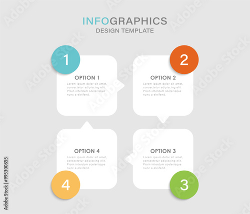 Four process infographic design template. Business presentation, process, strategy, planning, and diagram. Vector illustration.