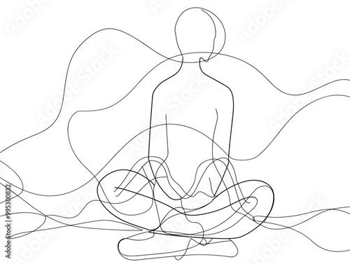 Minimalist Abstract Line Drawing of Symbolic Representations in Illustrative Style