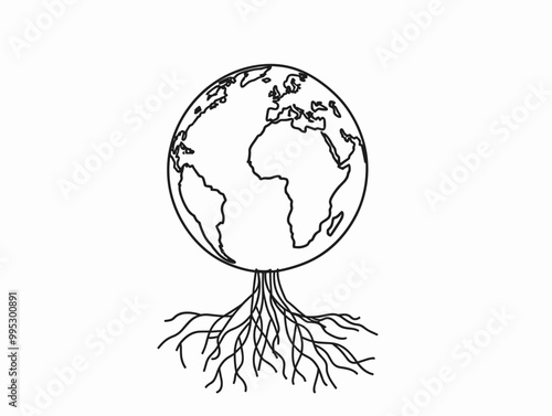 Intercultural Roots: A Single-Line Symbol of Embracing Global Unity and Connection