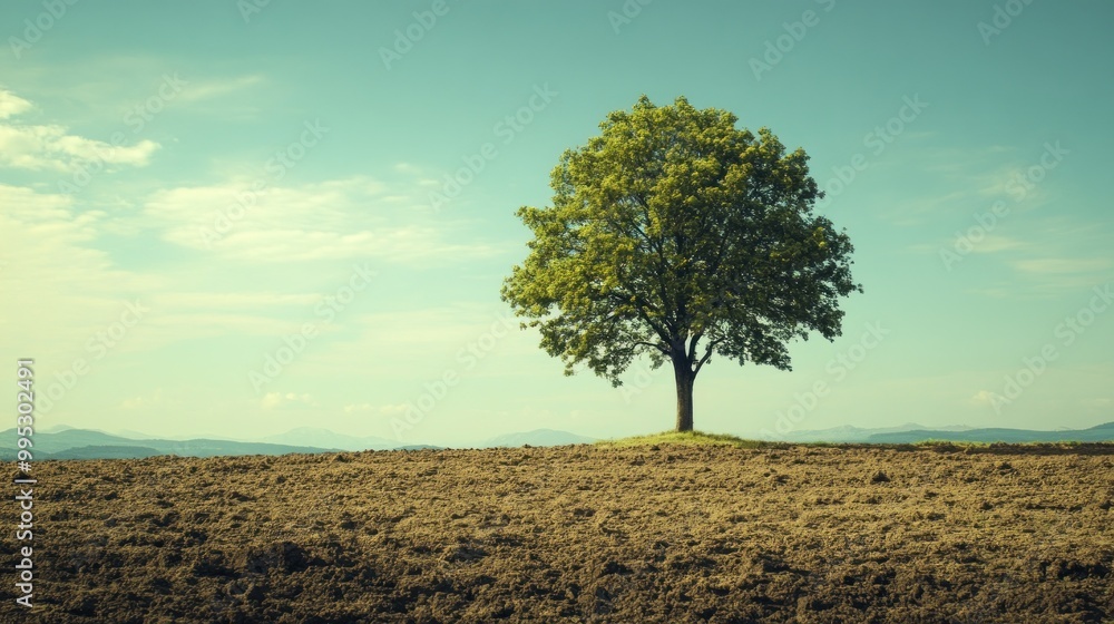 A Single Tree Standing Tall in a Brown Field A Single Tree Standing Tall in a Brown Field