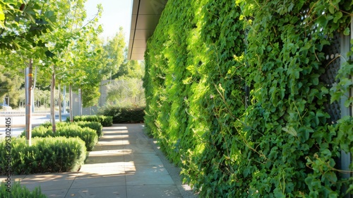 Training vines to create living walls or green screens, enhancing spaces with natural beauty and shade photo