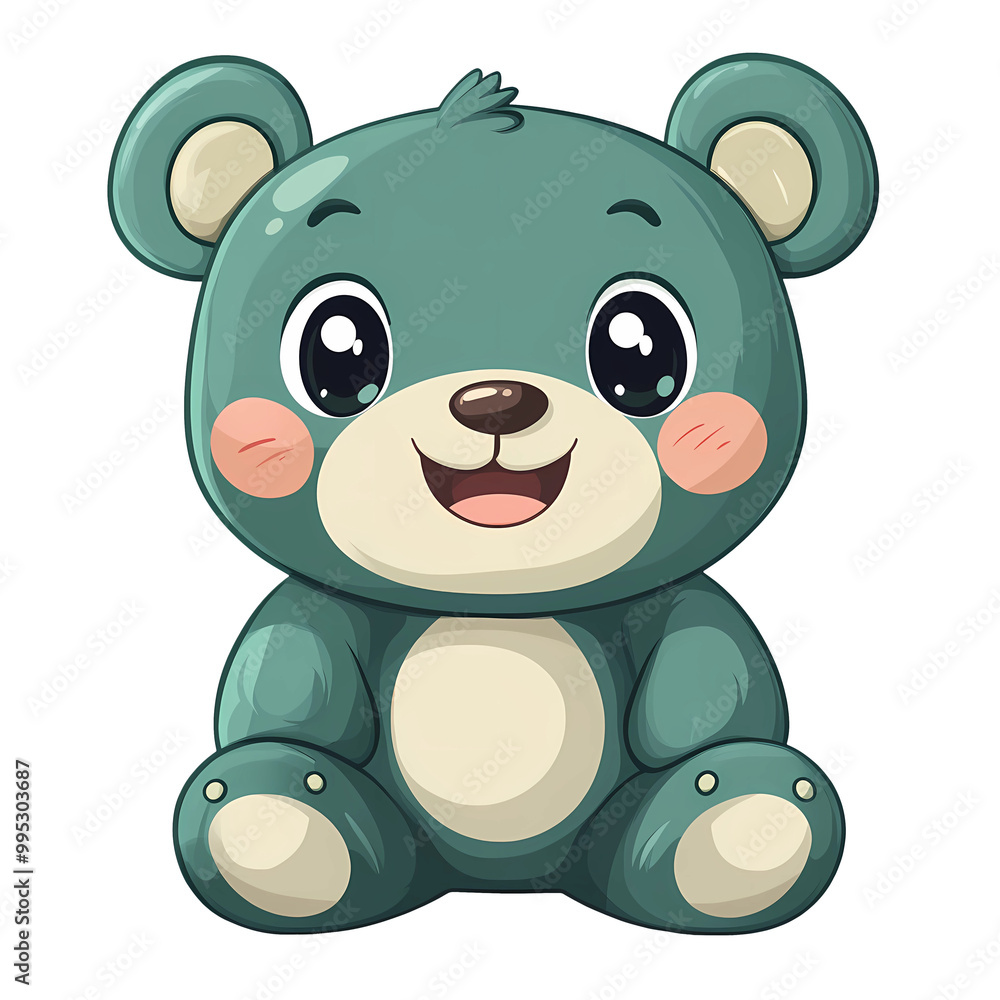 Fototapeta premium Lovingly illustrated cartoon teddy bear - perfect for nursery decorations, baby gifts, generated ai