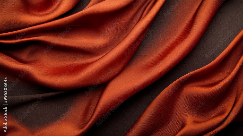 Obraz premium Elegant Silk Fabric in Rich Orange and Brown Hues
